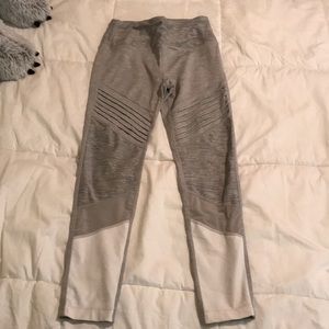 Gray and White Leggings Athletic Gear